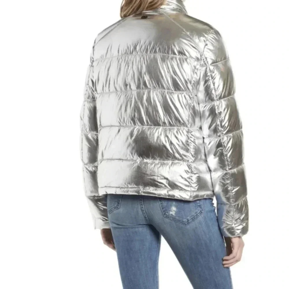Marc New York Performance Metallic Puffer Jacket Womens Silver Sz XS - Picture 2 of 5